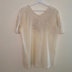 Vintage Embroidered Blouse / Cream (S-L)